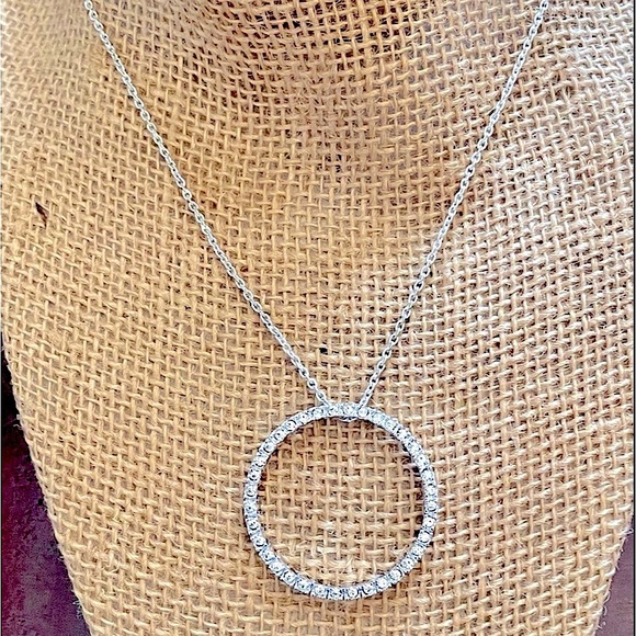 Sterling Silver 925 Diamond Crystal CZ Layering Sparkly Gift Double 2 Necklaces - Picture 3 of 13